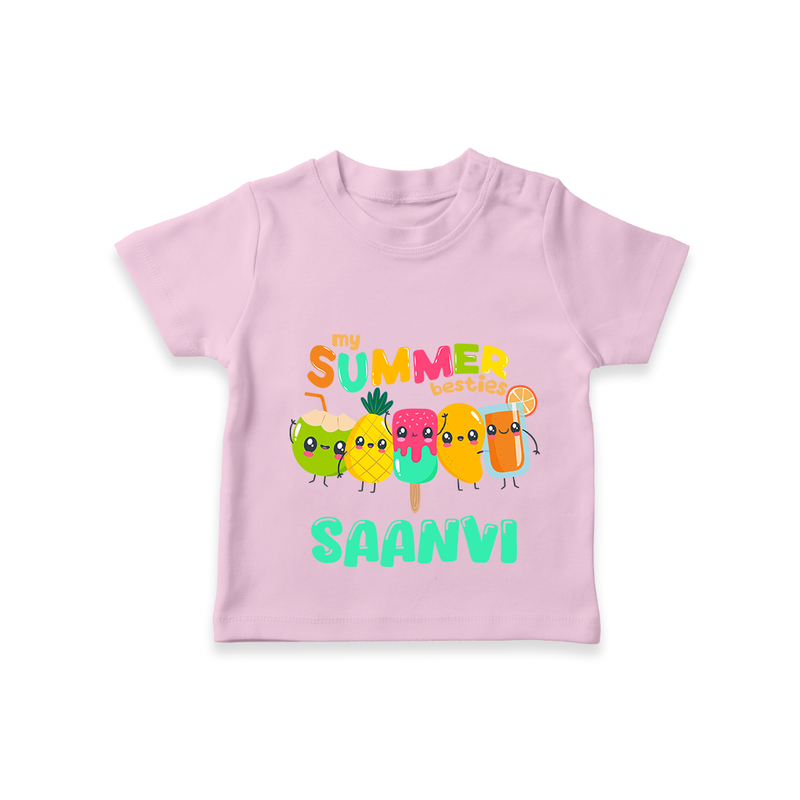 "Celebrate the spirit of summer with our "My Summer Besties" Customized Kids T-Shirt" - PINK - 0 - 5 Months Old (Chest 17")