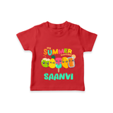 "Celebrate the spirit of summer with our "My Summer Besties" Customized Kids T-Shirt" - RED - 0 - 5 Months Old (Chest 17")