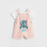 Capture beach memories in our "Life is Better at The Beach" Customized Kids Dungaree set - PEACH - 0 - 3 Months Old (Chest 17")