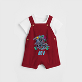 Capture beach memories in our "Life is Better at The Beach" Customized Kids Dungaree set - RED - 0 - 3 Months Old (Chest 17")