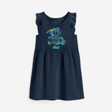 Capture beach memories in our "Life is Better at The Beach"Customized Frock - NAVY BLUE - 0 - 6 Months Old (Chest 18")