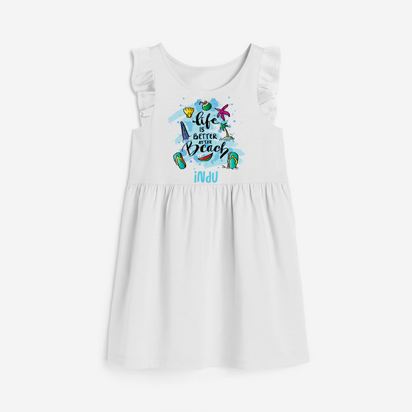 Capture beach memories in our "Life is Better at The Beach"Customized Frock - WHITE - 0 - 6 Months Old (Chest 18")