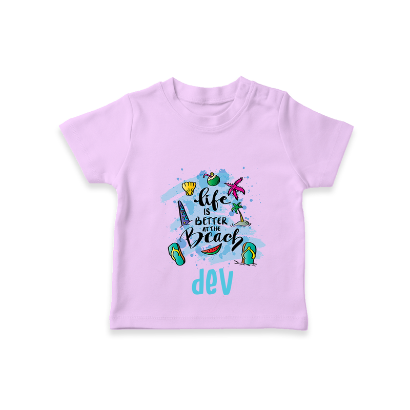 "Capture beach memories in our "Life is Better at The Beach" Customized Kids T-Shirt" - LILAC - 0 - 5 Months Old (Chest 17")