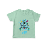 "Capture beach memories in our "Life is Better at The Beach" Customized Kids T-Shirt" - MINT GREEN - 0 - 5 Months Old (Chest 17")