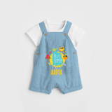 Sparkle like the sun in our "Hello Summer" Customized Kids Dungaree set - SKY BLUE - 0 - 3 Months Old (Chest 17")