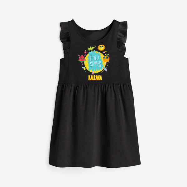 Sparkle like the sun in our "Hello Summer" Customized Frock - BLACK - 0 - 6 Months Old (Chest 18")