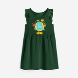 Sparkle like the sun in our "Hello Summer" Customized Frock - BOTTLE GREEN - 0 - 6 Months Old (Chest 18")