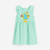 Sparkle like the sun in our "Hello Summer" Customized Frock - TEAL GREEN - 0 - 6 Months Old (Chest 18")