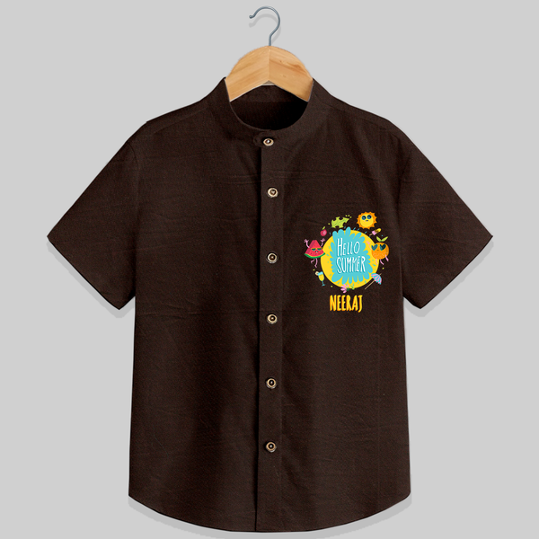 Sparkle like the sun in our "Hello Summer" Customized Kids Shirts - CHOCOLATE BROWN - 0 - 6 Months Old (Chest 21")