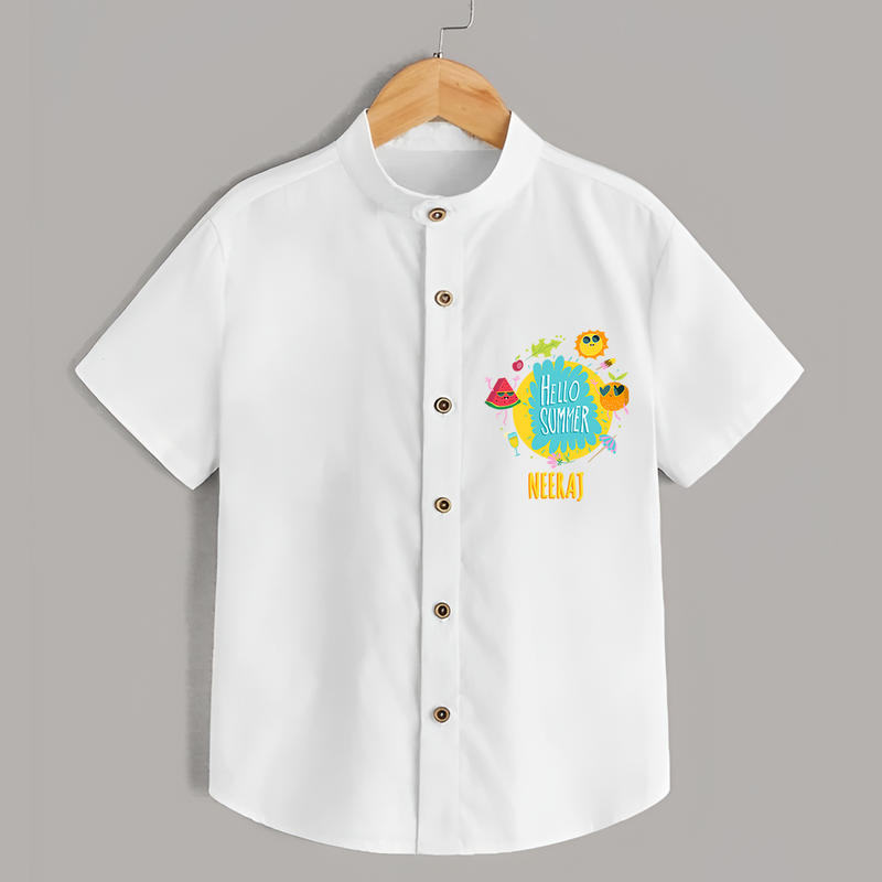 Sparkle like the sun in our "Hello Summer" Customized Kids Shirts - WHITE - 0 - 6 Months Old (Chest 21")