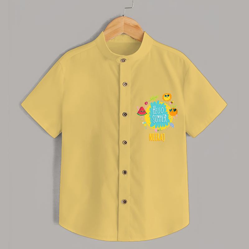 Sparkle like the sun in our "Hello Summer" Customized Kids Shirts - YELLOW - 0 - 6 Months Old (Chest 21")