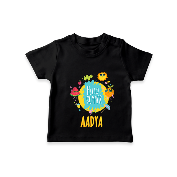 "Sparkle like the sun in our "Hello Summer" Customized Kids T-Shirt" - BLACK - 0 - 5 Months Old (Chest 17")