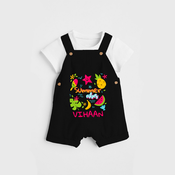 Surf the waves in our "Summer Vibes" Customized Kids Dungaree set - BLACK - 0 - 3 Months Old (Chest 17")