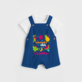 Surf the waves in our "Summer Vibes" Customized Kids Dungaree set - COBALT BLUE - 0 - 3 Months Old (Chest 17")