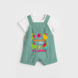 Surf the waves in our "Summer Vibes" Customized Kids Dungaree set - LIGHT GREEN - 0 - 3 Months Old (Chest 17")