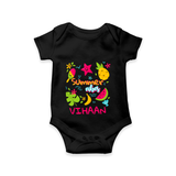 "Surf the waves in our "Summer Vibes" Customized Kids Romper" - BLACK - 0 - 3 Months Old (Chest 16")