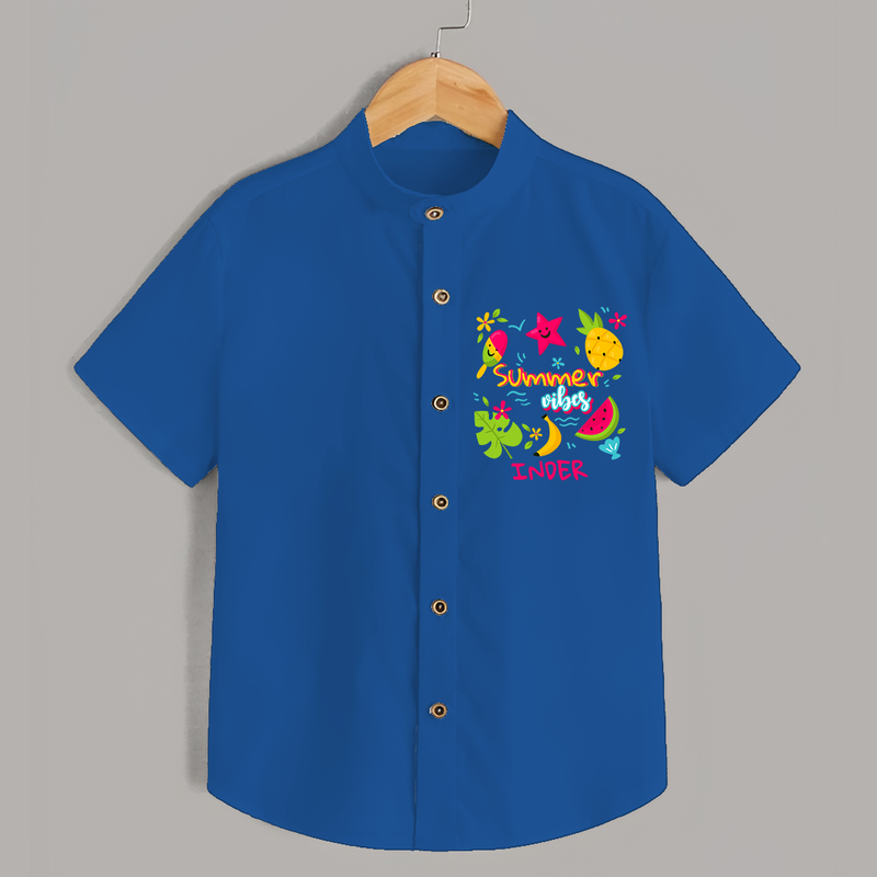 Surf the waves in our "Summer Vibes" Customized Kids Shirts - COBALT BLUE - 0 - 6 Months Old (Chest 21")