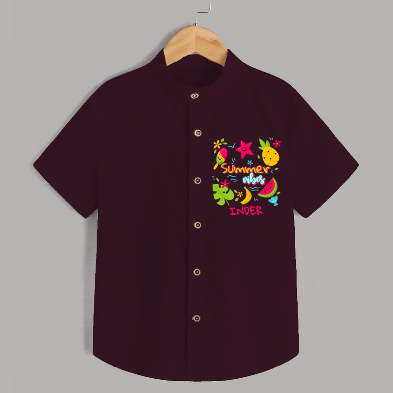 Surf the waves in our "Summer Vibes" Customized Kids Shirts - MAROON - 0 - 6 Months Old (Chest 21")