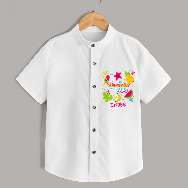 Surf the waves in our "Summer Vibes" Customized Kids Shirts - WHITE - 0 - 6 Months Old (Chest 21")