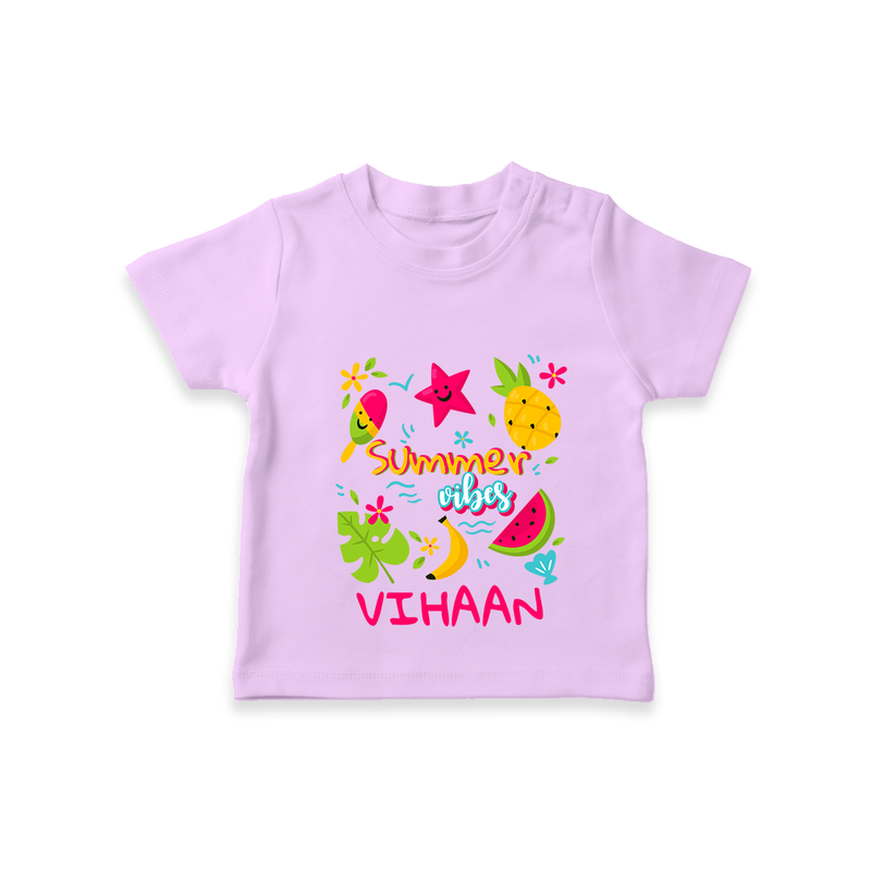 "Surf the waves in our "Summer Vibes" Customized Kids T-Shirt" - LILAC - 0 - 5 Months Old (Chest 17")