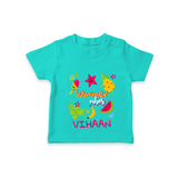 "Surf the waves in our "Summer Vibes" Customized Kids T-Shirt" - TEAL - 0 - 5 Months Old (Chest 17")