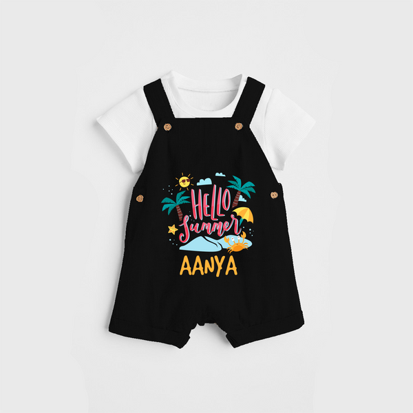 Embrace the summer carnival with our "Hello Summer" Customized Kids Dungaree set - BLACK - 0 - 3 Months Old (Chest 17")