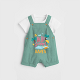 Embrace the summer carnival with our "Hello Summer" Customized Kids Dungaree set - LIGHT GREEN - 0 - 3 Months Old (Chest 17")