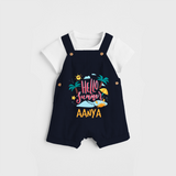 Embrace the summer carnival with our "Hello Summer" Customized Kids Dungaree set - NAVY BLUE - 0 - 3 Months Old (Chest 17")