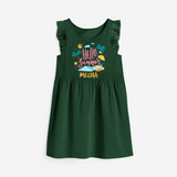 Embrace the summer carnival with our "Hello Summer" Customized Frock - BOTTLE GREEN - 0 - 6 Months Old (Chest 18")