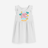 Embrace the summer carnival with our "Hello Summer" Customized Frock - WHITE - 0 - 6 Months Old (Chest 18")