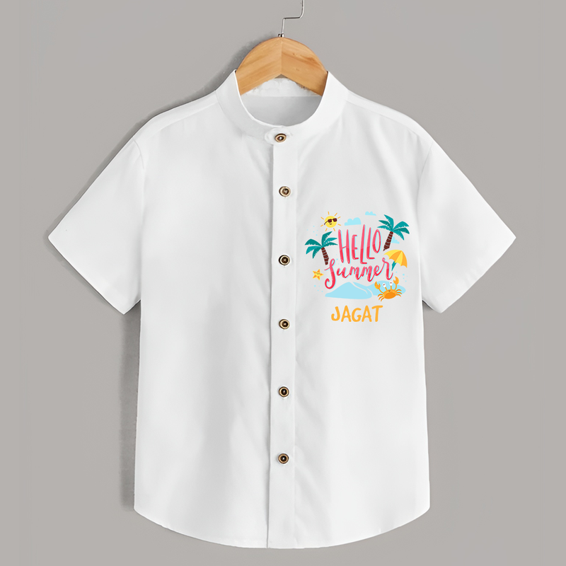 Embrace the summer carnival with our "Hello Summer" Customized Kids Shirts - WHITE - 0 - 6 Months Old (Chest 21")