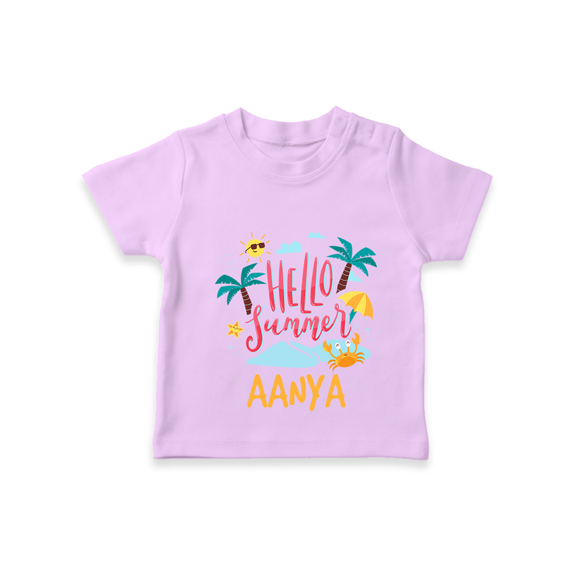 "Embrace the summer carnival with our "Hello Summer" Customized Kids T-Shirt" - LILAC - 0 - 5 Months Old (Chest 17")