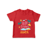"Embrace the summer carnival with our "Hello Summer" Customized Kids T-Shirt" - RED - 0 - 5 Months Old (Chest 17")