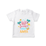 "Embrace the summer carnival with our "Hello Summer" Customized Kids T-Shirt" - WHITE - 0 - 5 Months Old (Chest 17")