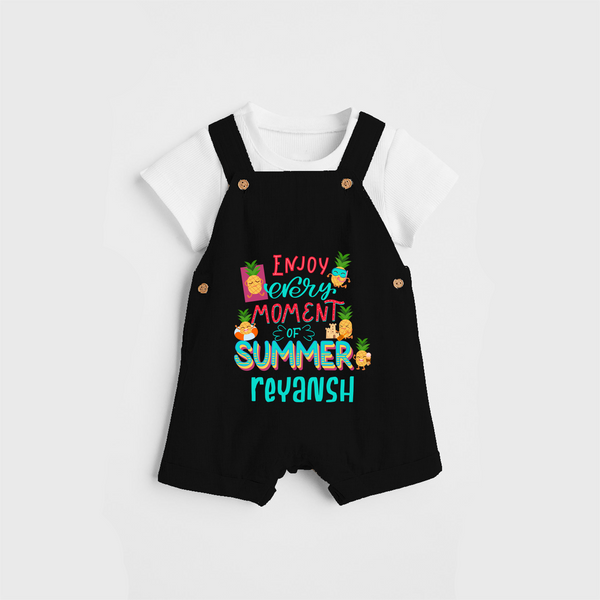 Embrace island vibes with our "Enjoy Every Moment of Summer" Customized Kids Dungaree set - BLACK - 0 - 3 Months Old (Chest 17")