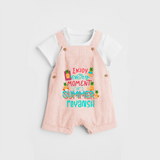 Embrace island vibes with our "Enjoy Every Moment of Summer" Customized Kids Dungaree set - PEACH - 0 - 3 Months Old (Chest 17")