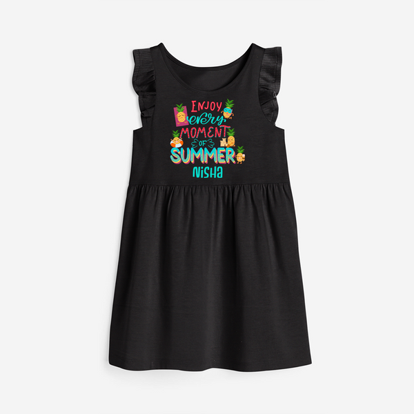 Embrace island vibes with our "Enjoy Every Moment of Summer" Customized Frock - BLACK - 0 - 6 Months Old (Chest 18")