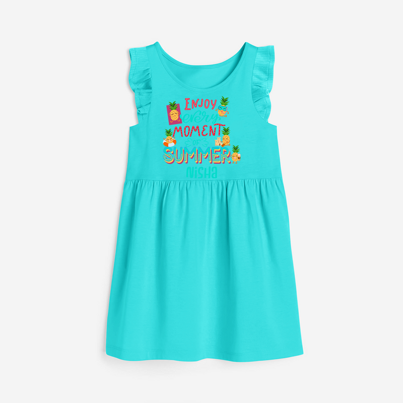 Embrace island vibes with our "Enjoy Every Moment of Summer" Customized Frock - LIGHT BLUE - 0 - 6 Months Old (Chest 18")