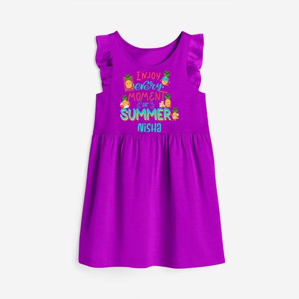 Embrace island vibes with our "Enjoy Every Moment of Summer" Customized Frock - PURPLE - 0 - 6 Months Old (Chest 18")