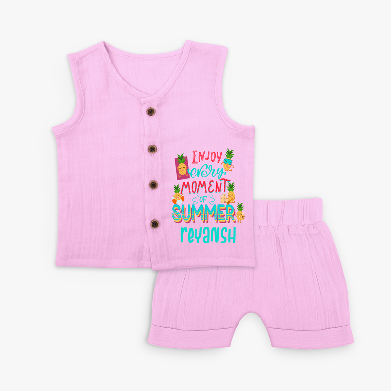 Embrace island vibes with our "Enjoy Every Moment of Summer" Customized Kids Jabla set - LAVENDER ROSE - 0 - 3 Months Old (Chest 9.8")