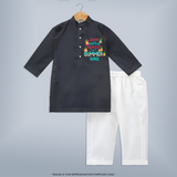 Embrace island vibes with our "Enjoy Every Moment of Summer" Customized Kids Kurta set - DARK GREY - 0 - 6 Months Old (Chest 22", Waist 18", Pant Length 16")