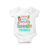 "Embrace island vibes with our "Enjoy Every Moment of Summer" Customized Kids Romper" - WHITE - 0 - 3 Months Old (Chest 16")