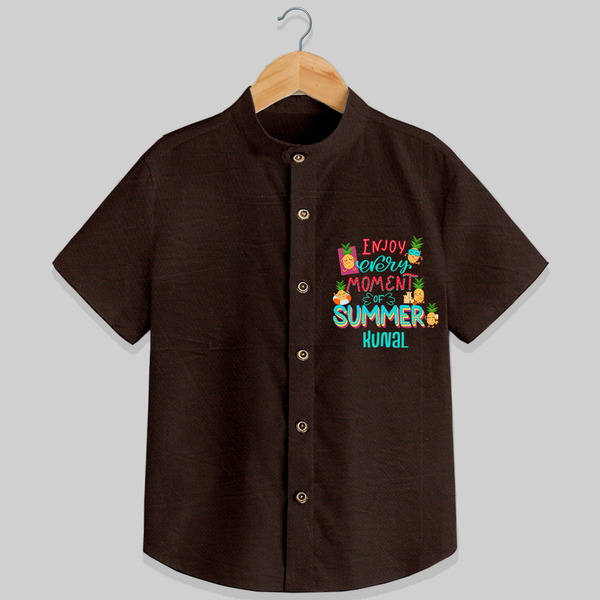 Embrace island vibes with our "Enjoy Every Moment of Summer" Customized Kids Shirts - CHOCOLATE BROWN - 0 - 6 Months Old (Chest 21")