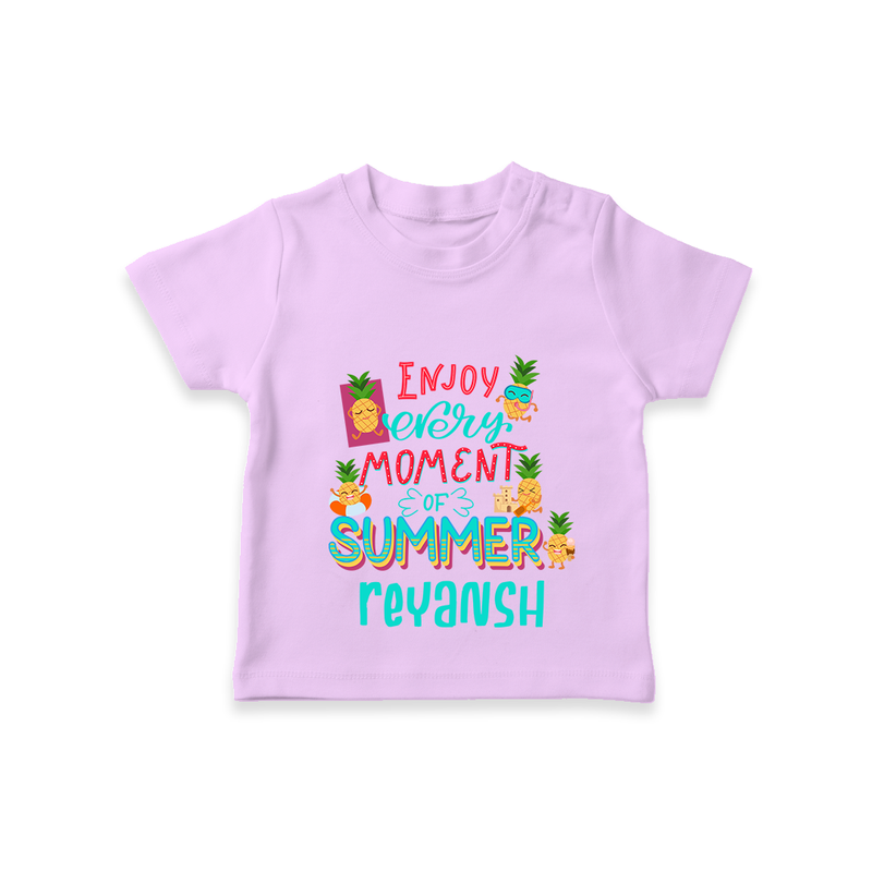 "Embrace island vibes with our "Enjoy Every Moment of Summer" Customized Kids T-Shirt" - LILAC - 0 - 5 Months Old (Chest 17")