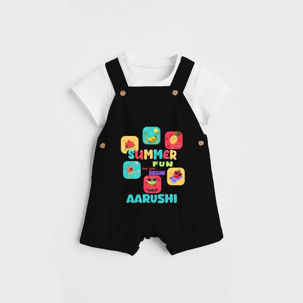 Soak up the sunshine in our "Summer Fun has just Begun" Customized Kids Dungaree set - BLACK - 0 - 3 Months Old (Chest 17")
