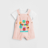 Soak up the sunshine in our "Summer Fun has just Begun" Customized Kids Dungaree set - PEACH - 0 - 3 Months Old (Chest 17")