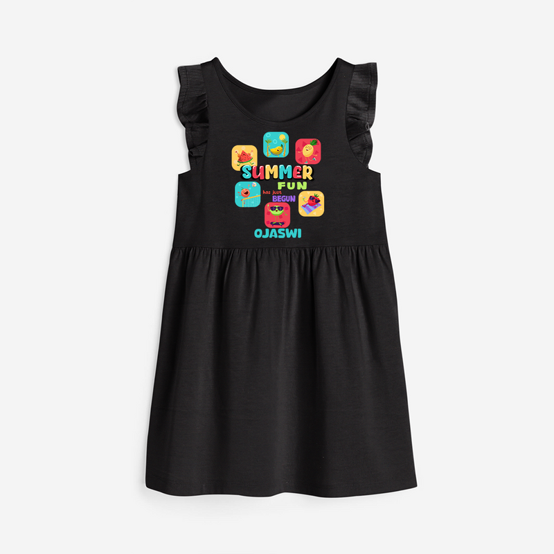 Soak up the sunshine in our "Summer Fun has just Begun" Customized Frock - BLACK - 0 - 6 Months Old (Chest 18")