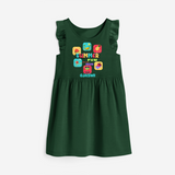 Soak up the sunshine in our "Summer Fun has just Begun" Customized Frock - BOTTLE GREEN - 0 - 6 Months Old (Chest 18")