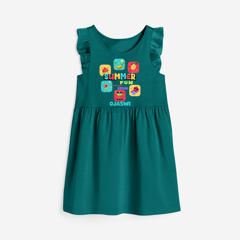 Soak up the sunshine in our "Summer Fun has just Begun" Customized Frock - MYRTLE GREEN - 0 - 6 Months Old (Chest 18")