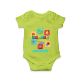 "Soak up the sunshine in our "Summer Fun has just Begun" Customized Kids Romper" - LIME GREEN - 0 - 3 Months Old (Chest 16")